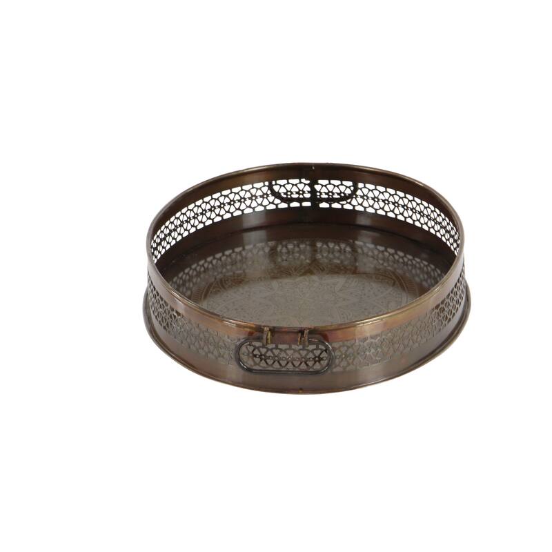 Metal Tray - Set of 2 Brown - Roche River Decor - 13"W x 17"L x 3"H