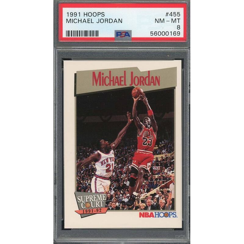 Michael Jordan 1991 Hoops Basketball Card #455 Graded PSA 8 - 8'6" x 11'6"