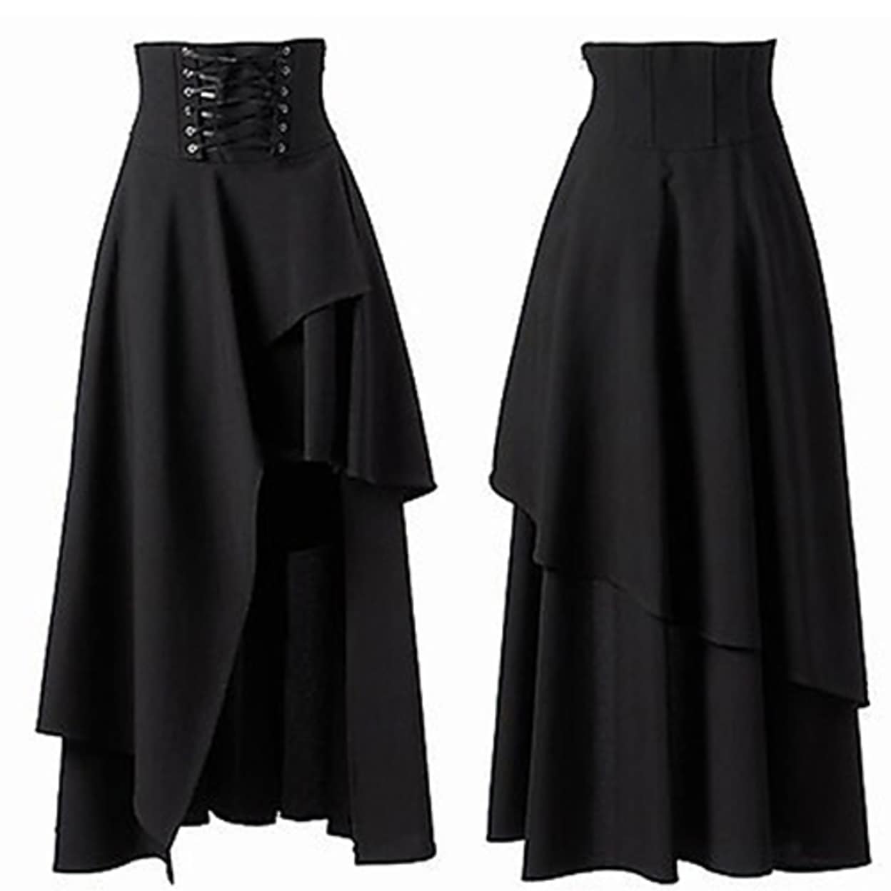 high waisted long black skirt