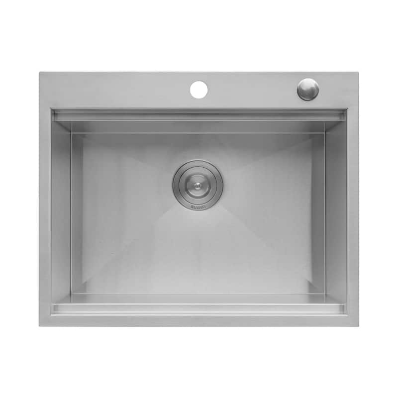 Ruvati 25 x 20 inch RV Workstation Drop-in Topmount Bar Prep Kitchen Sink 16 Gauge - RVH8205