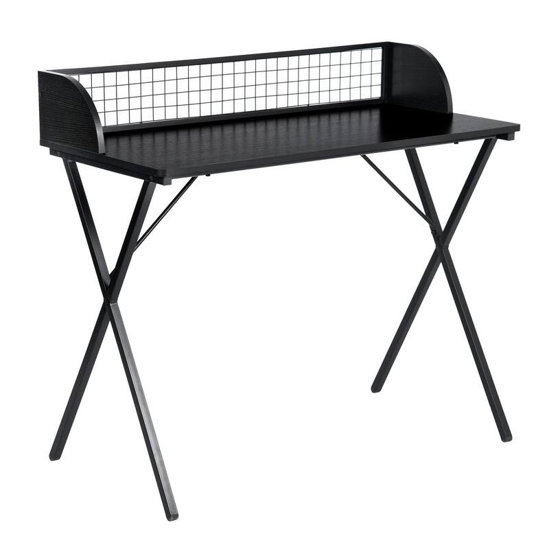 Homy Casa Modern Black Computer Desk, Metal Legs Office Writing Table