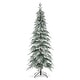 preview thumbnail 38 of 42, Glitzhome Pre-Lit Flocked Pencil Spruce Artificial Christmas Tree with Warm White Lights