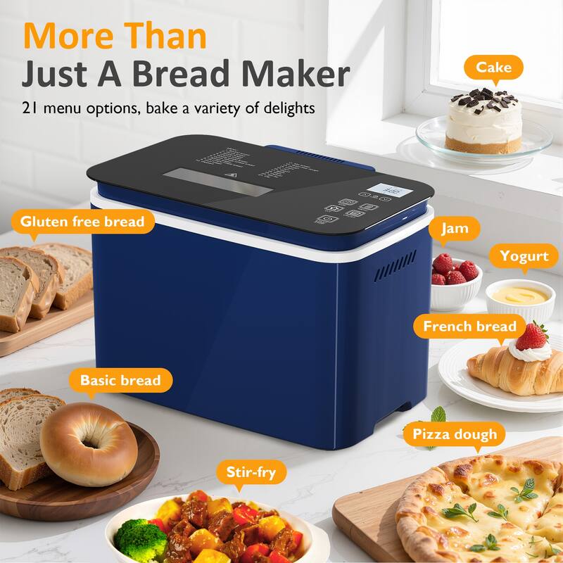 Bread Maker Machine, 21 Customizable Settings, Up to 2.2lb Loaves