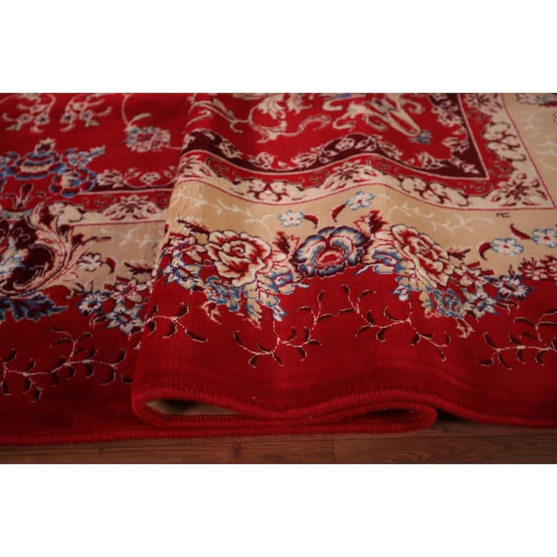 Traditional Kashan Turkish Rug Machine Made Red Oriental Carpet - 9'9" x 13'4"
