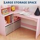 preview thumbnail 11 of 12, Kids Corner Desk and Chair Set – Study Table with Bookshelf, Cloth Drawer, and Bulletin Board, MDF Wood, for Ages 3–8