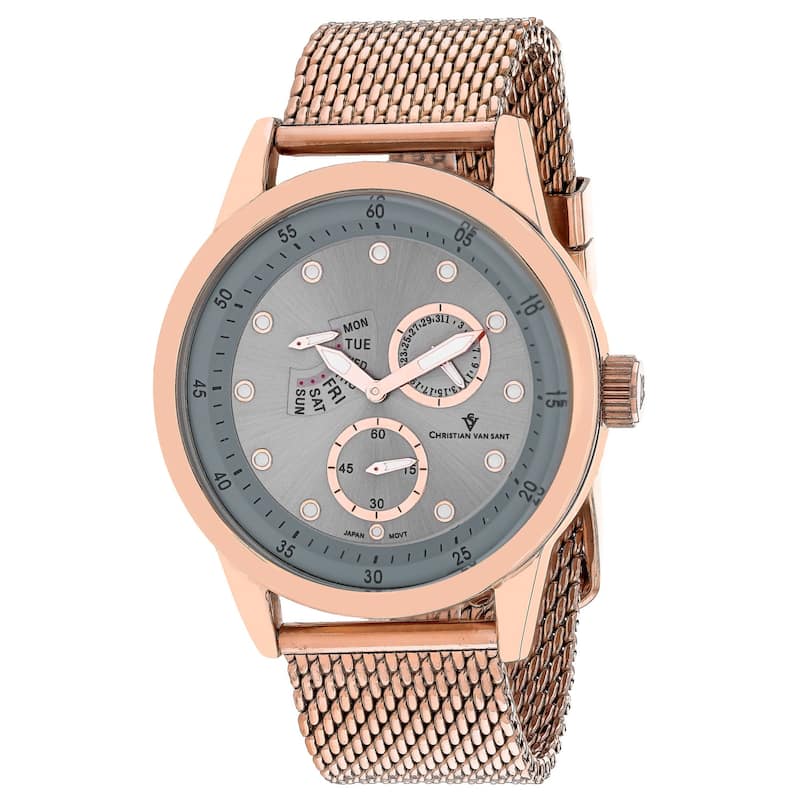Christian Van Sant Men's Rio Silver Dial Watch - CV8718 - Rose gold - 6 (36)