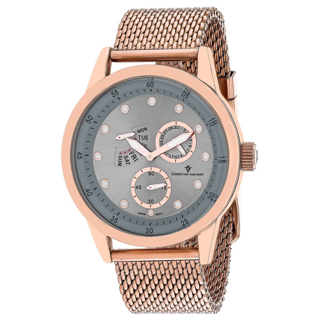 Christian Van Sant Men's Rio Silver Dial Watch - CV8718 - Rose gold - 6 (36)