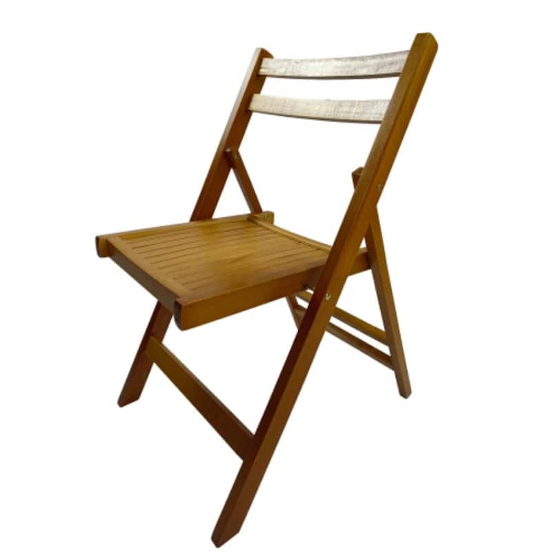 Slatted folding wood event chairs with set of 4