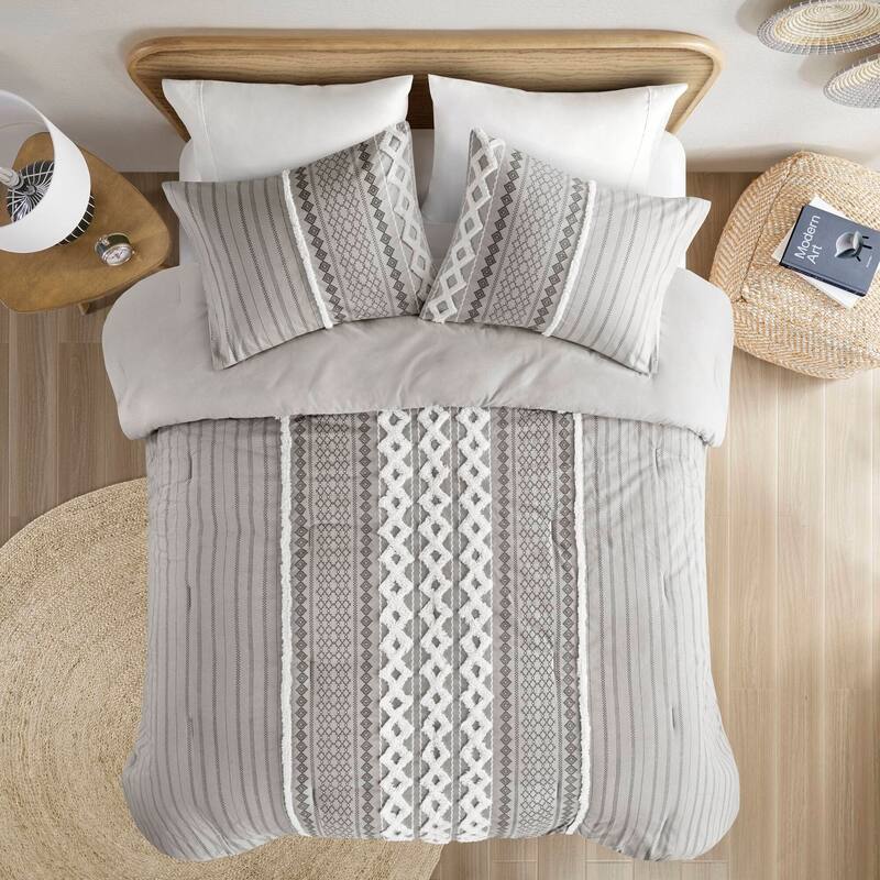 GDF Studio - Imani Cotton Printed Comforter Set with Chenille Detailing