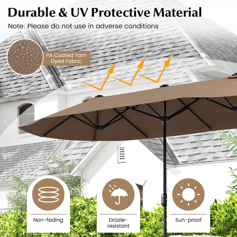 Gymax 13FT Double-sided Patio Umbrella w/ Crank Handle Umbrella Base