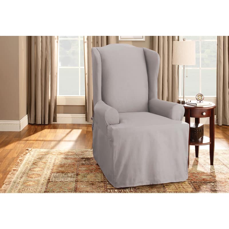 SureFit Duck 1 Piece Wing Chair Slipcover - Gray