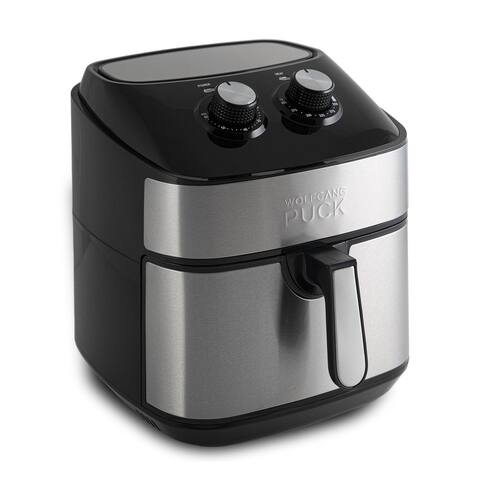 Wolfgang Puck 9.7QT Stainless Steel Air Fryer, Large Single Basket Design, Simple Dial Controls, Nonstick Interior