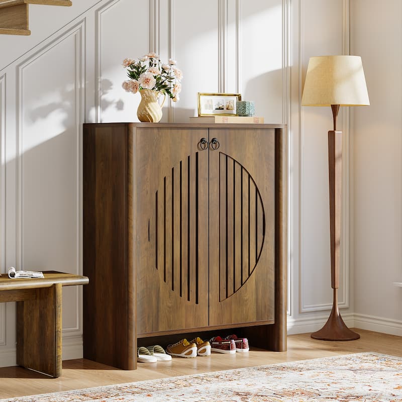 24 Pairs Shoe Cabinet with Door for Entryway Living Room - 13.8" D x 31.5" W x 39.4" H