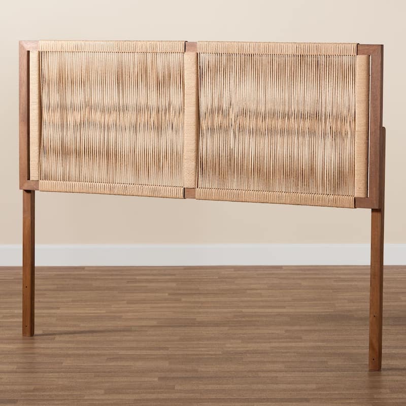 Holitz Natural Rope Woven Headboard - Mountable Bed Backboard with Bayur Wood Frame, Modern Boho Accent for Bedroom Decor