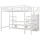 preview thumbnail 24 of 26, Full Size High Metal Loft Bed Frame with Entertainment TV Stand, Shelves, LED Light Strip, Charging Station, Staircase Wardrobe