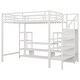 preview thumbnail 9 of 22, Loft Bed with Stairs,Metal Loft Bed with TV Stand,LED and Charging Station, Storage Shelves and Wardrobe