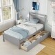 preview thumbnail 2 of 16, Twin Size Wooden Bed Frame with 2 Drawers for Teens and Adults