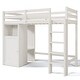 preview thumbnail 13 of 18, White Twin Loft Bed with Wardrobe & Ladder for Kids