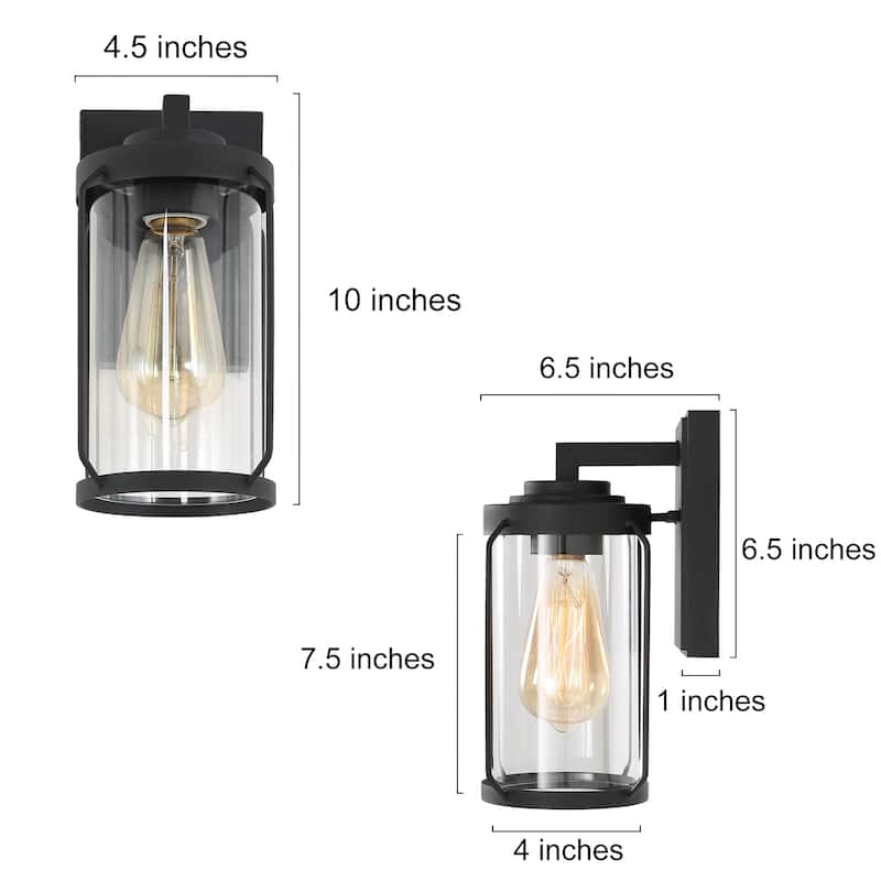 Modern Farmhouse Black Outdoor Wall Sconce Barn Wall Lanterns with Clear Glass for Garage/ Porch - D 4.5"x H 10"