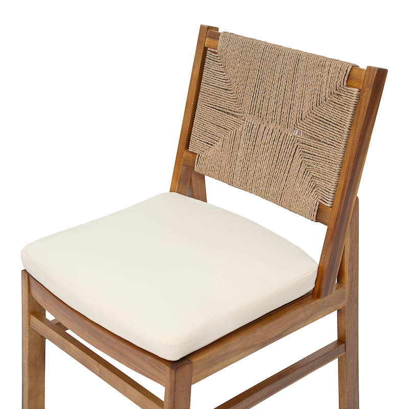 Christopher Knight Home - Mindy Outdoor Acacia Wood & Handwoven Wicker Dining Chairs with Cushions (Set of 2)