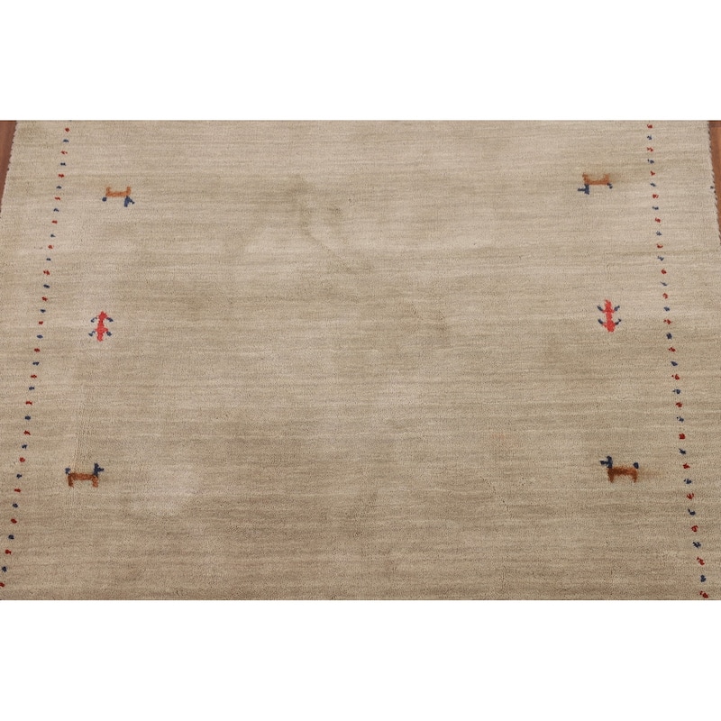 Little Animals Tribal Gabbeh Indian Foyer Rug Hand-Knotted Wool Carpet - 3'11"x 5'10"