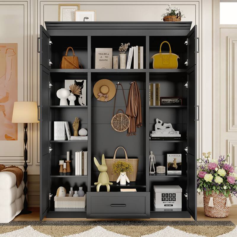 85.2in H Hall Tree with Bench and 3 Hooks for Entryway and Living Room
