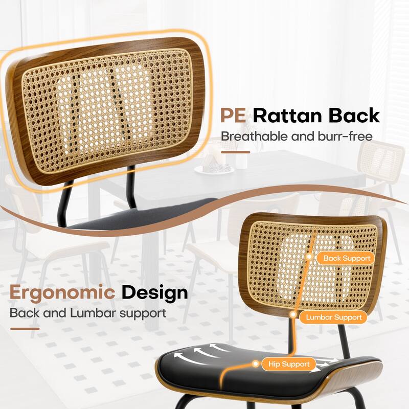 Faux Leather Upholstered Dining Chairs Set of 2/4 - 33.5"H x 19.3"W x 23"D