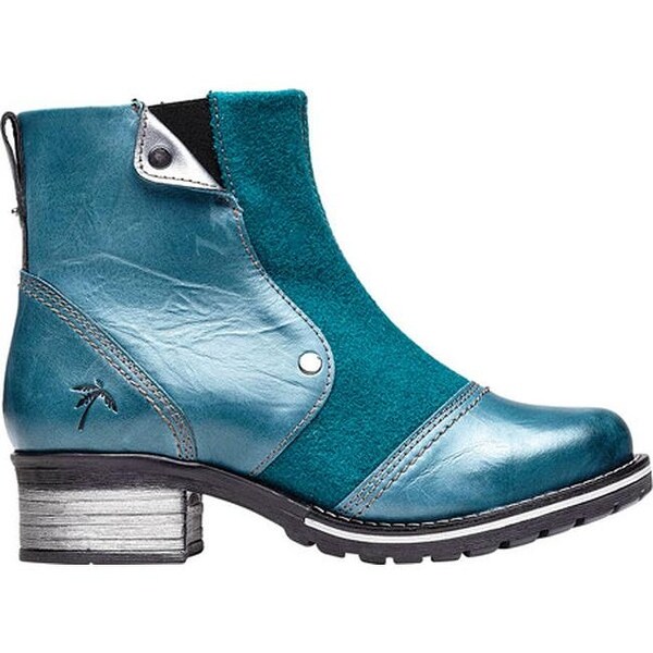teal leather ankle boots