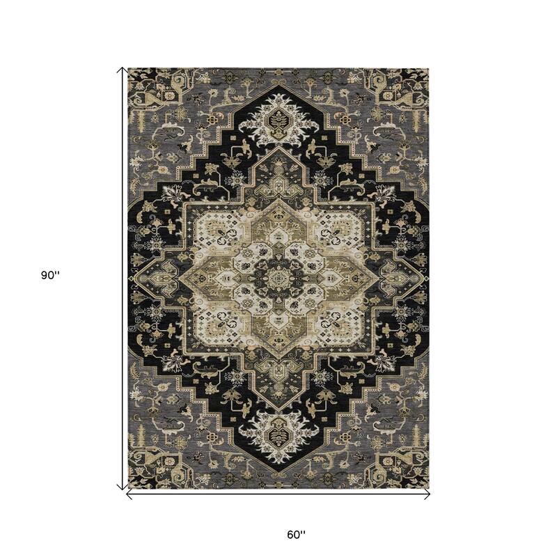 HomeRoots Oriental Traditional Rectangle Outdoor Rug