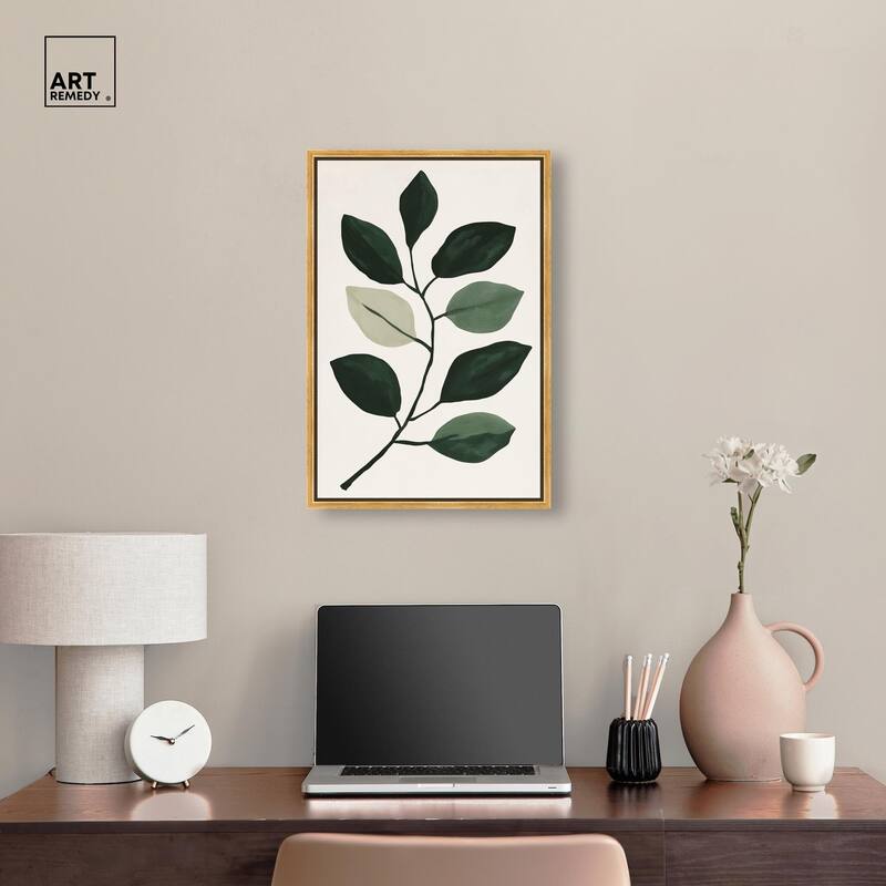 Green and Grey Branch II Canvas by Art Remedy