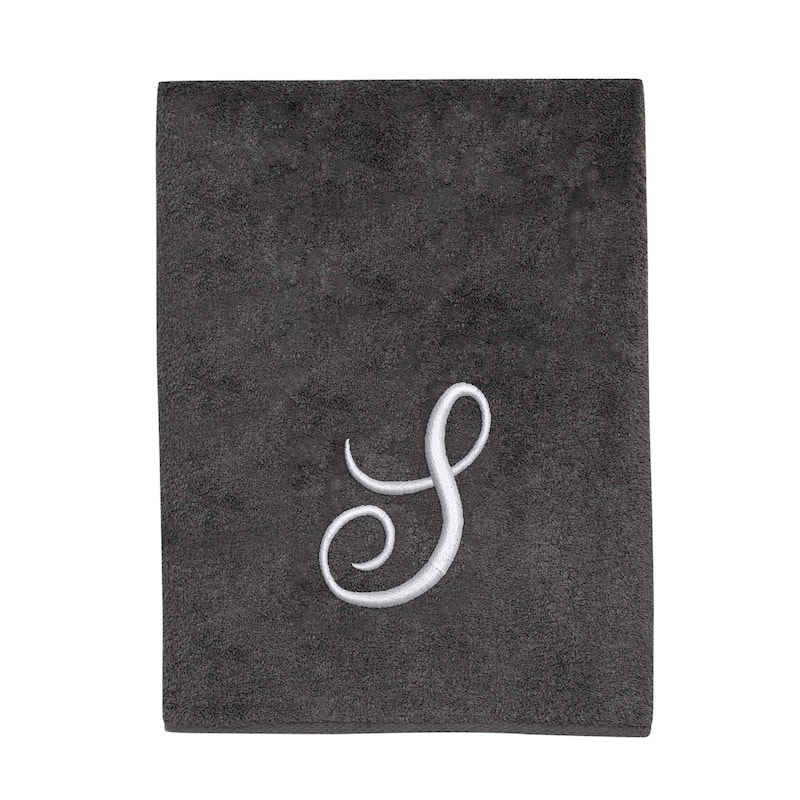 Avanti Linens Granite/Silver Script Monogram Bath Towel Letter S - Bath Towel