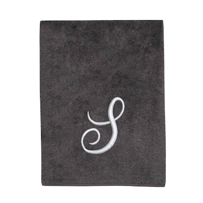 Avanti Linens Granite/Silver Script Monogram Bath Towel Letter S - Bath Towel