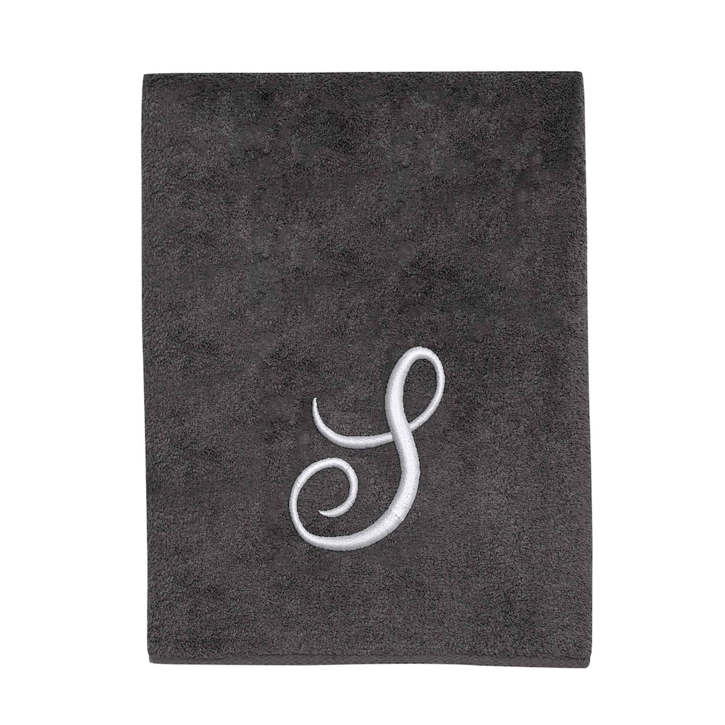 Avanti Granite with Silver Script Monogram Bath Towel Letter S - Bath Towel