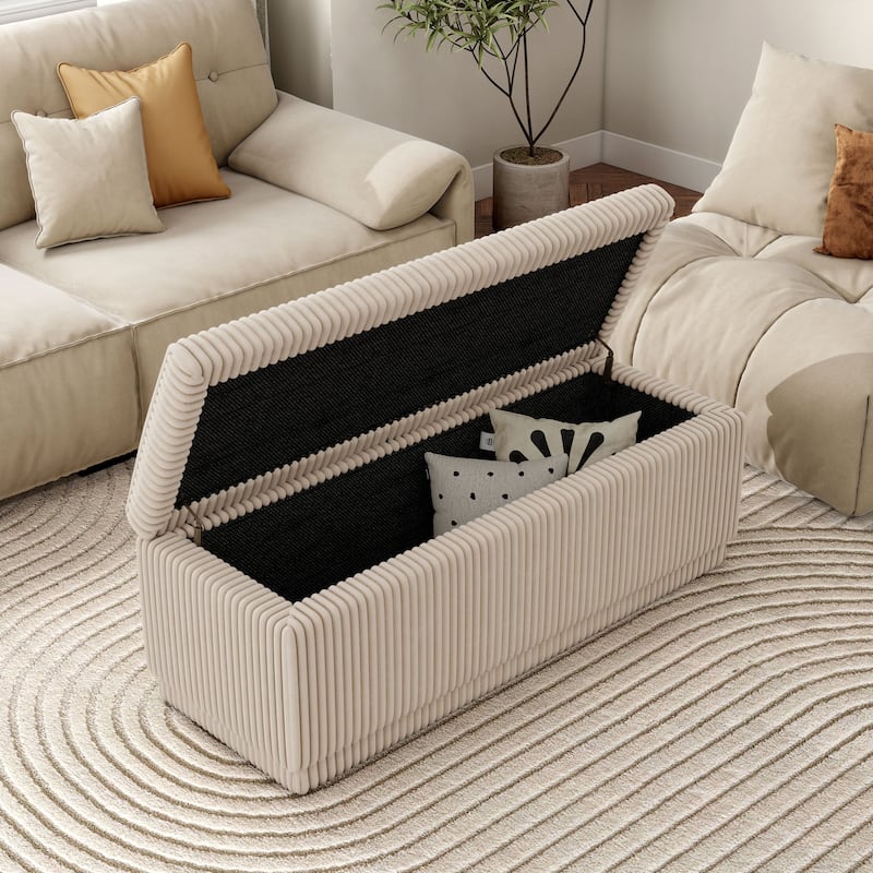 Furniture of America Elyndra Modern Rectangular 48-inch Chenille Storage Bench