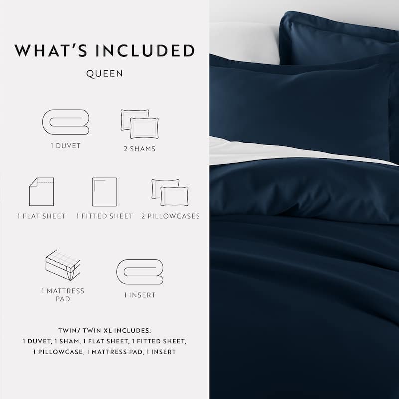 Simply Essential Dorm In A Bag Duvet, Sheet Set, Mattress Pad and Duvet Insert