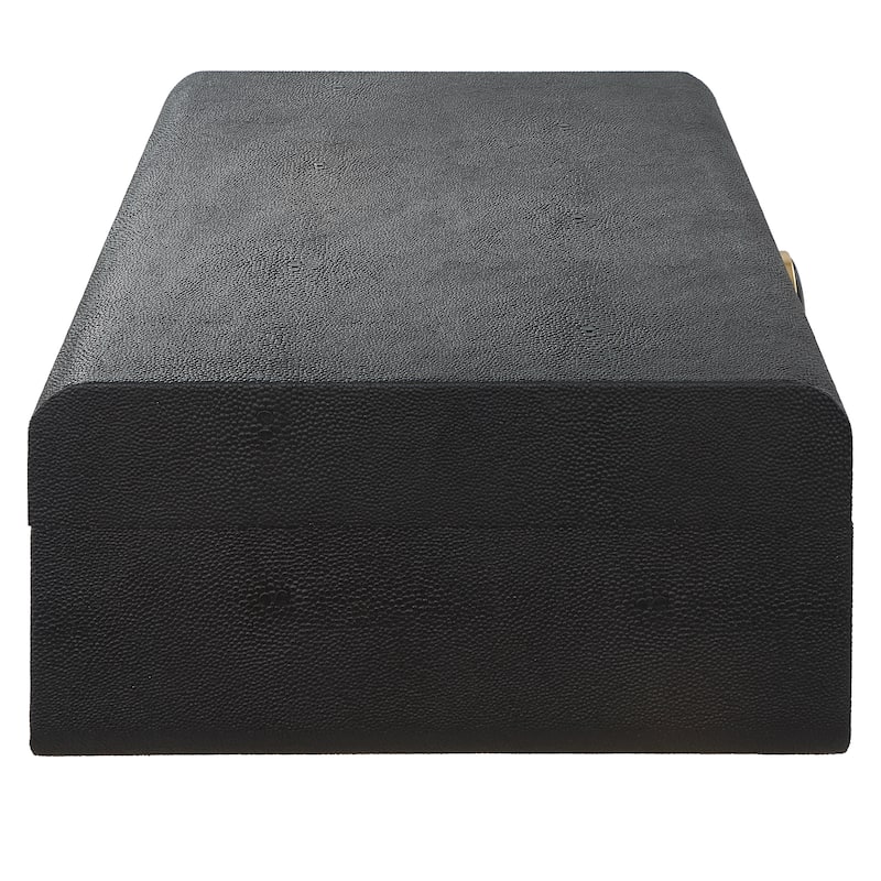 Uttermost Lalique Black Shagreen Box - 12.875 W x 4.5 H x 9 D (inches)