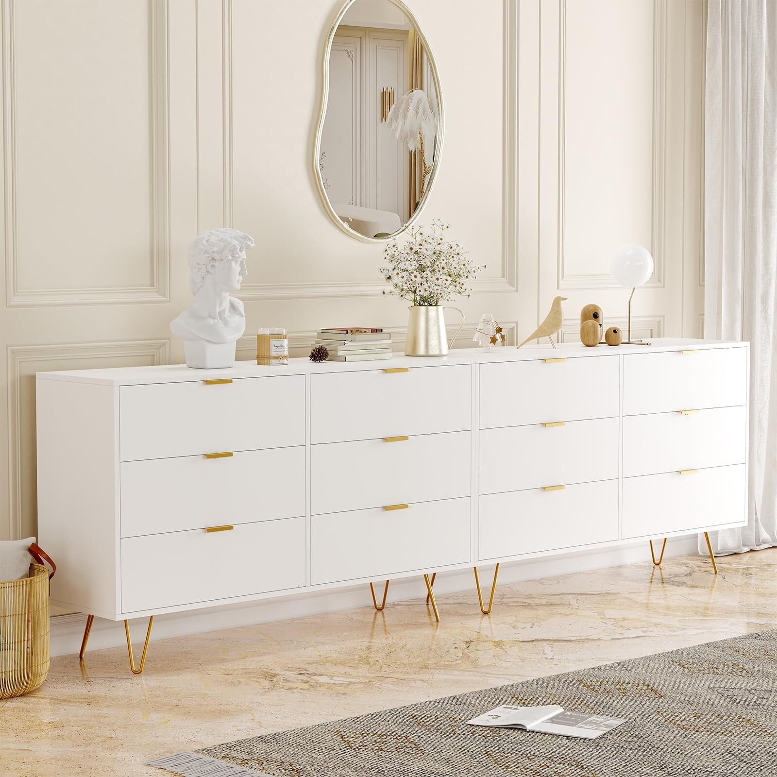 White 6 Drawer Dresser Wood Modern Dresser with Metal Handles - Bed Bath & Beyond