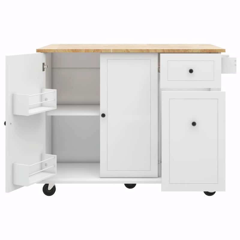 Rolling Kitchen Cart with Drop Leaf, Storage Rack, and 3-Tier Cabinet Organizer