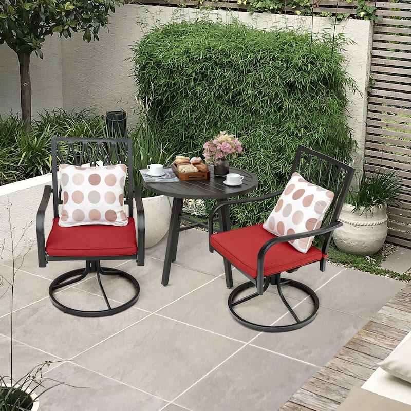 Outdoor Patio Bistro Set With Swivel Chairs