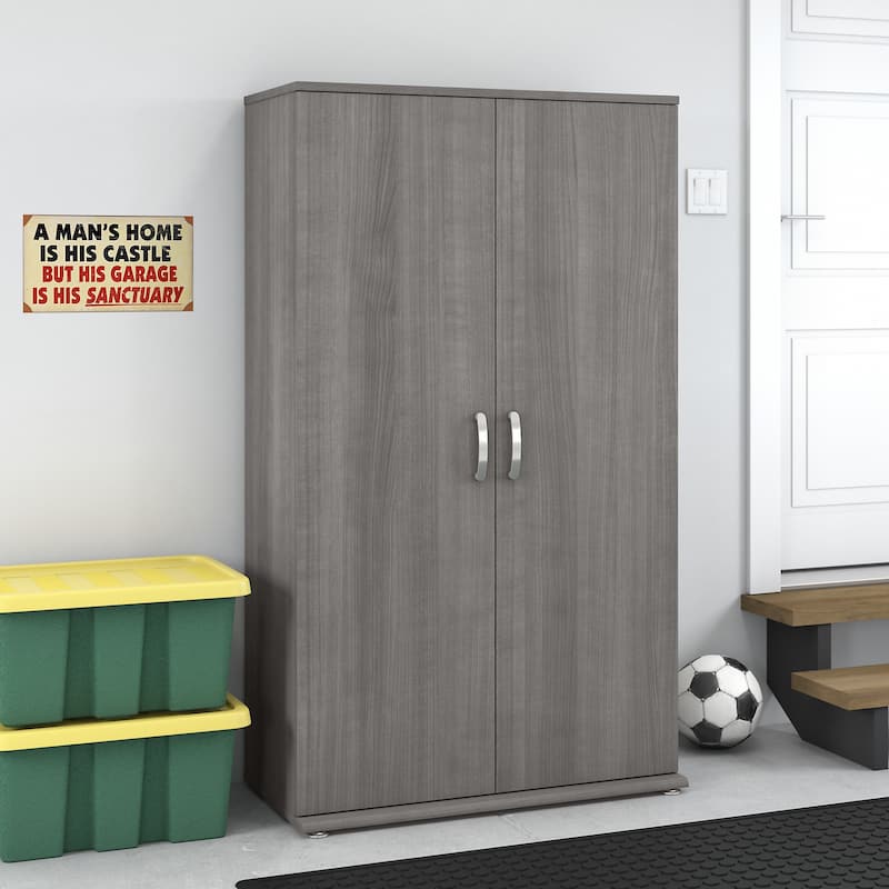 Universal Tall Garage Storage Cabinet by Bush Business Furniture - Platinum Gray