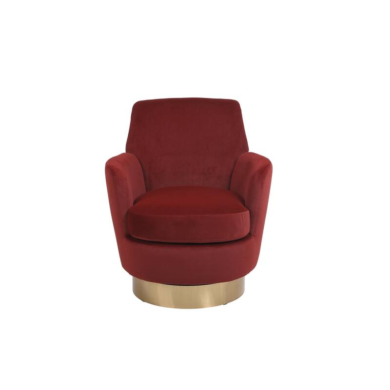 Swivel Accent Chairs Armchair for Living Room, Reading Chairs , Round Barrel Chairs with Gold Stainless Steel Base