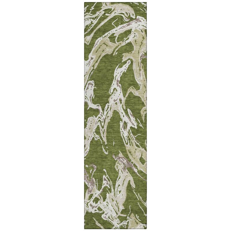 Machine Washable Indoor/ Outdoor Modern Wave Chantille Rug