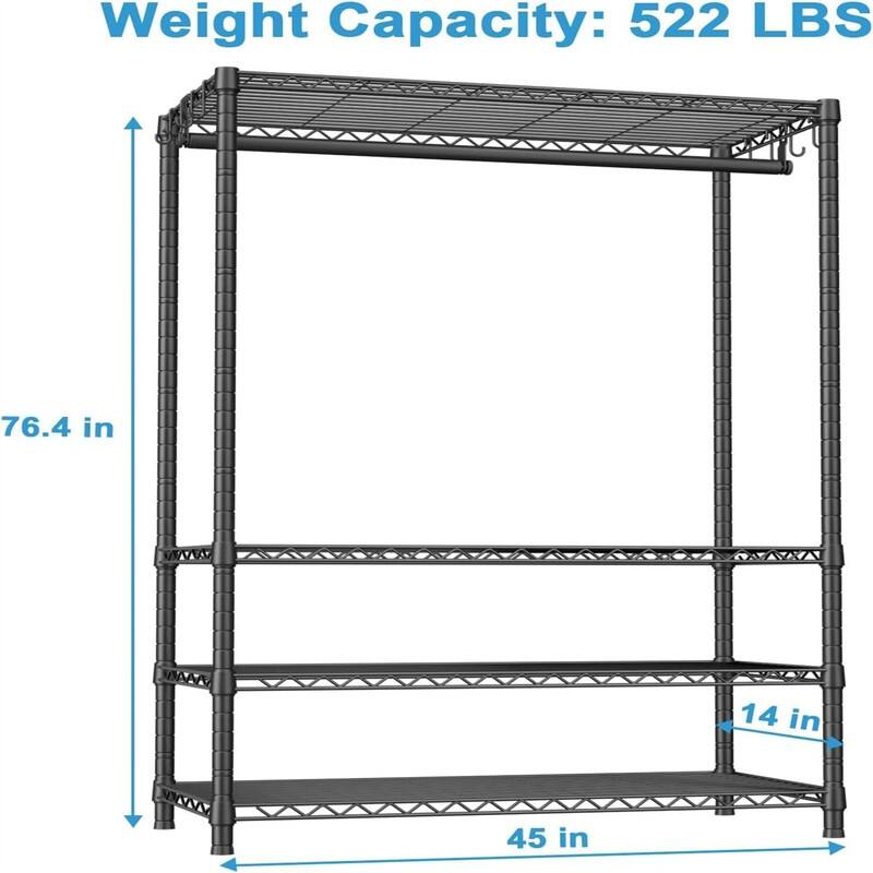 4 Tier Metal Clothes Garment Rack for Bedroom and Cloakroom
