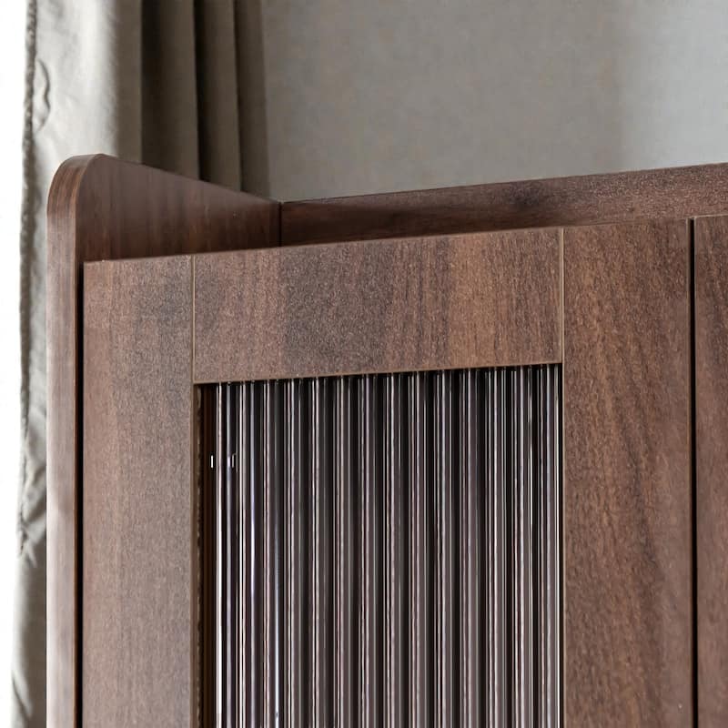 Farmhouse Kitchen Pantry Hutch with Microwave Stand, Freestanding Buffet Sideboard & Coffee Bar Cabinet with Storage