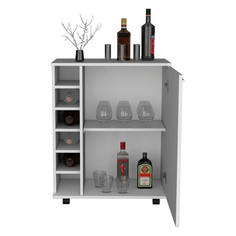 Wick Bar cart with Integrated Wine Storage, Spacious Cabinet and Smooth Rollers