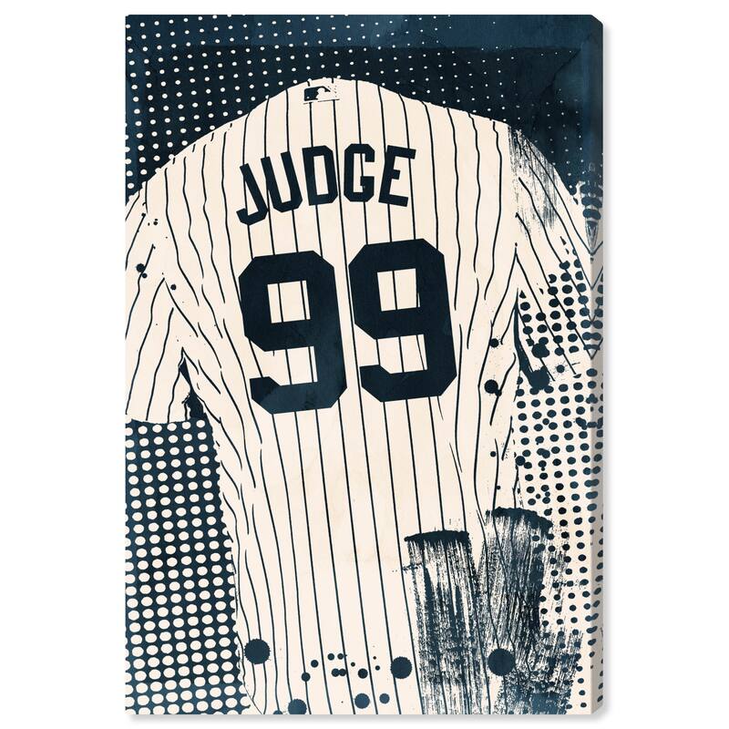 Wynwood Studio Prints Fashion and Glam Navy Baseball Jersey Blue and Navy Blue Modern & Contemporary Wall Art Canvas Print