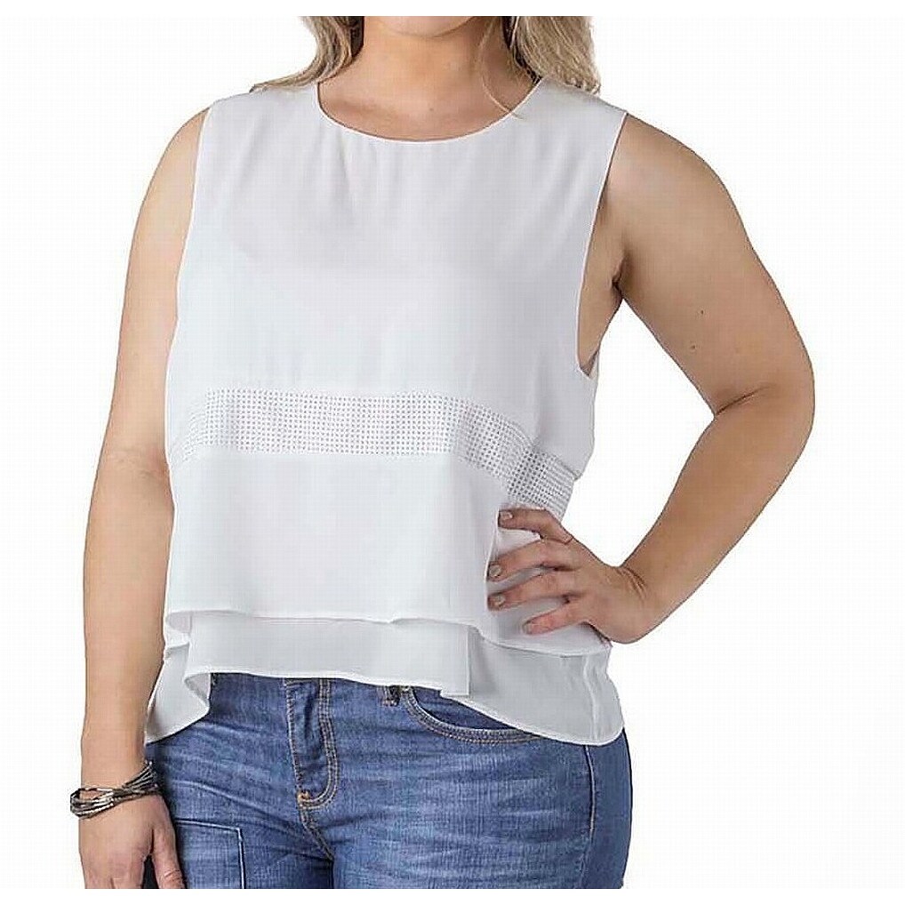 Shop Standards Practices White Womens Size 1x Plus Tiered Eyelet