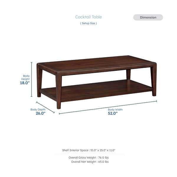 Zenora 52" Rectangular Wood Cocktail Table