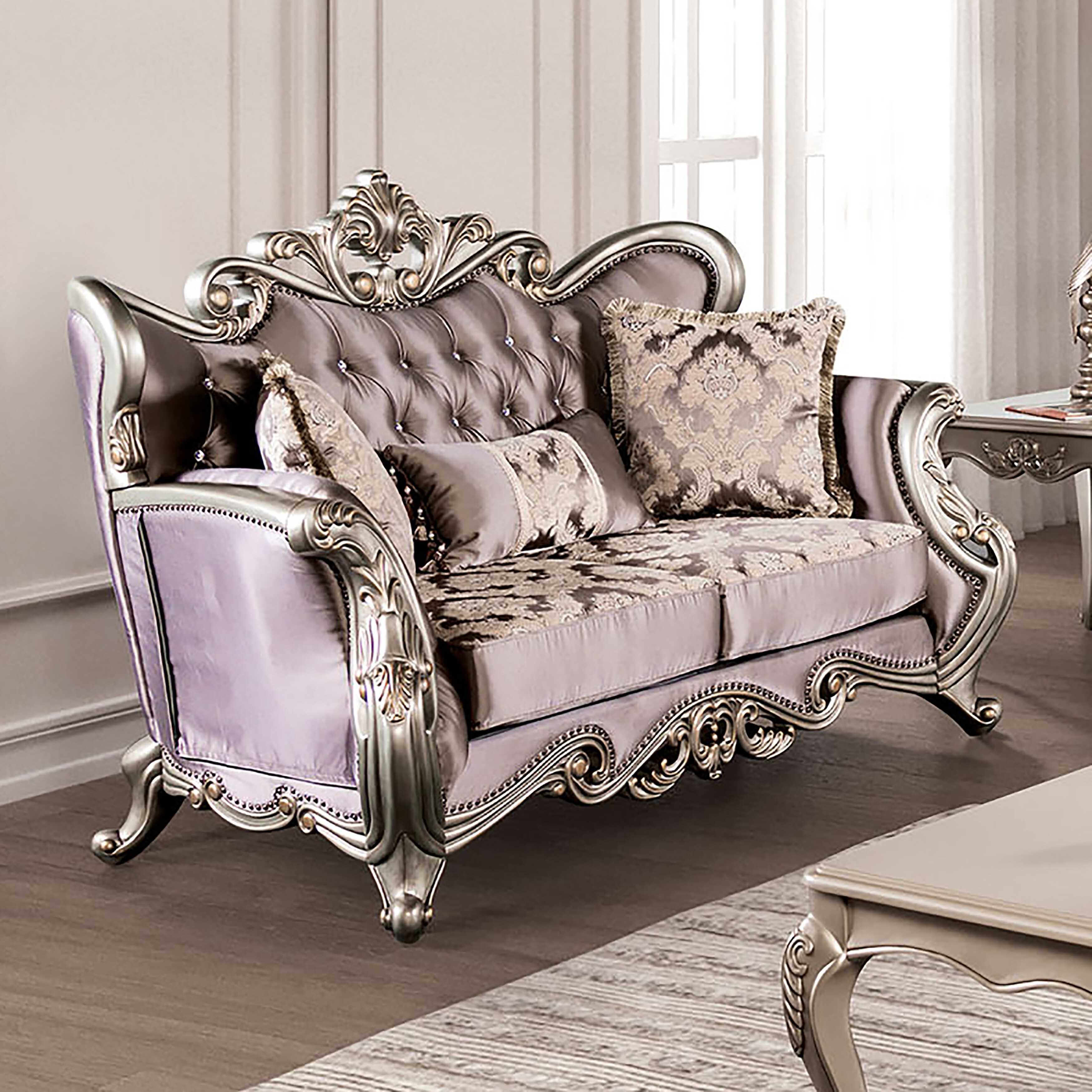 Furniture of America Cintel Traditional 2-Piece Tufted Velvet