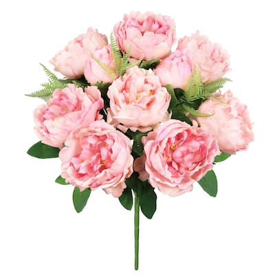 Set of 2 Blush Pink Artificial Lush Peony Flower Stem Bush Bouquet 20in - 20" L x 15" W x 15" DP